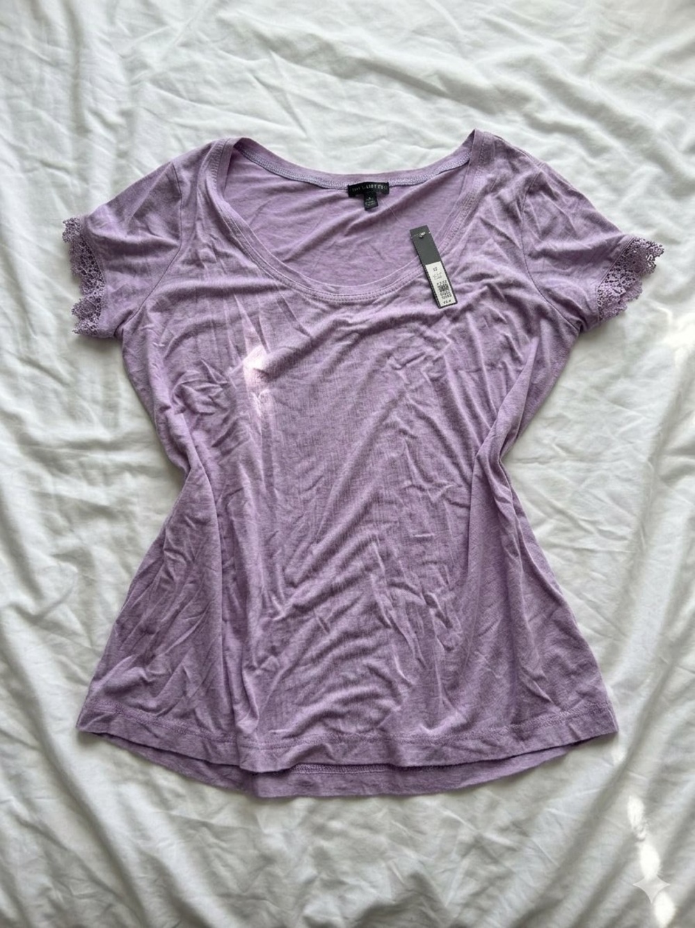 a new day Lavender Scoop Neck Tee with Lace Trim